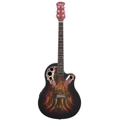 Picture of 41 inch Full-Size Cutaway Acoustic-Electric Guitar Grape Voice Hole Spruce Top Round Back Sunset Color