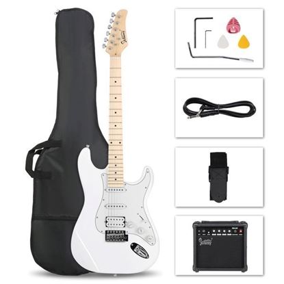 Picture of GST Stylish H-S-S Pickup Electric Guitar Kit with 20W AMP Bag Guitar Strap White